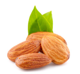 Almonds isolated on white background