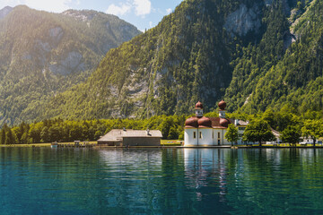 Beautiful Landscape with a Lake in Bavaria called Königssee