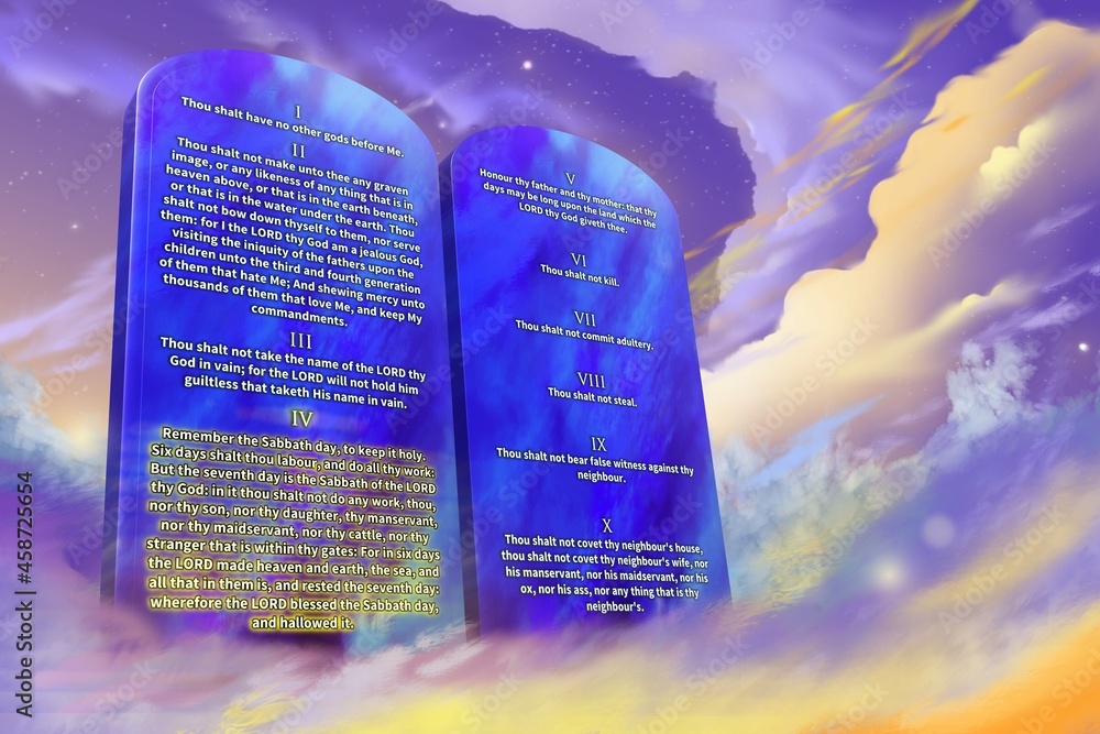 Canvas Prints ten commandments with glowing text - Canvas Prints