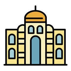 Islamic temple icon. Outline Islamic temple vector icon color flat isolated