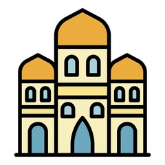 Three arab towers icon. Outline three arab towers vector icon color flat isolated
