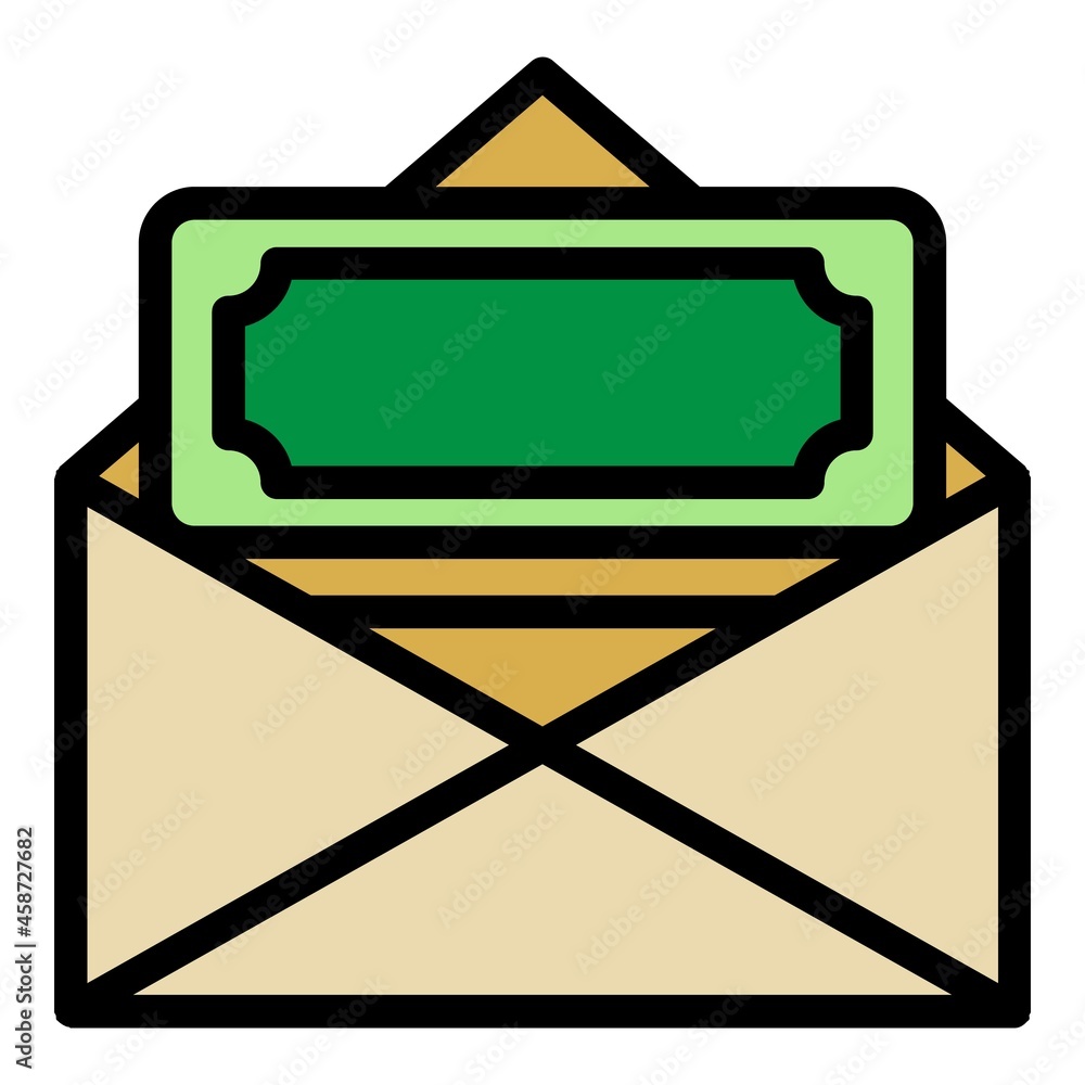 Poster envelope with donations icon. outline envelope with donations vector icon color flat isolated
