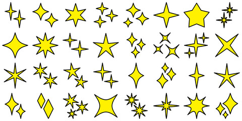 キラキラ　セット　黒フチ　黄色