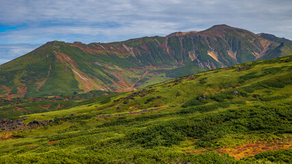 大雪山系 紅葉 稜線 曇天