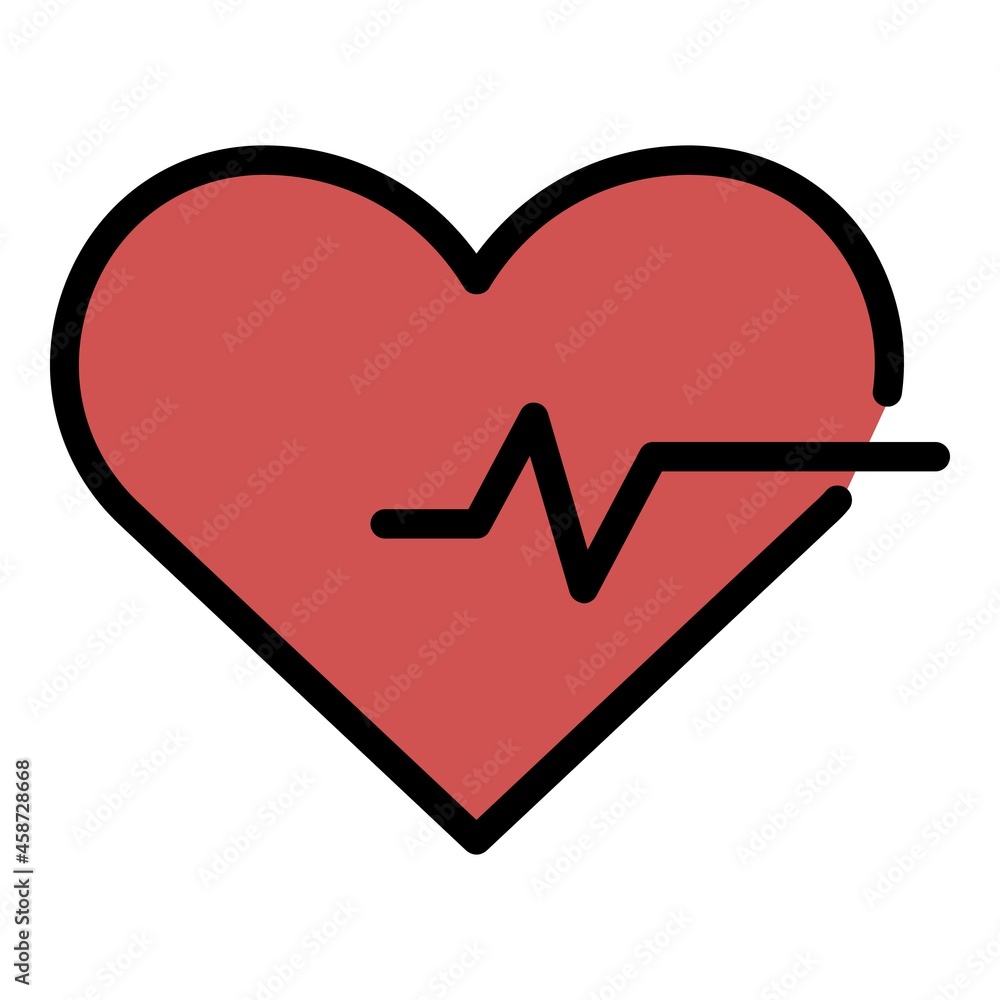 Poster heart and pulse icon. outline heart and pulse vector icon color flat isolated