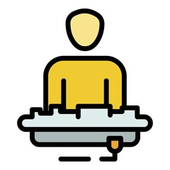 Obraz premium DJ at the console icon. Outline DJ at the console vector icon color flat isolated