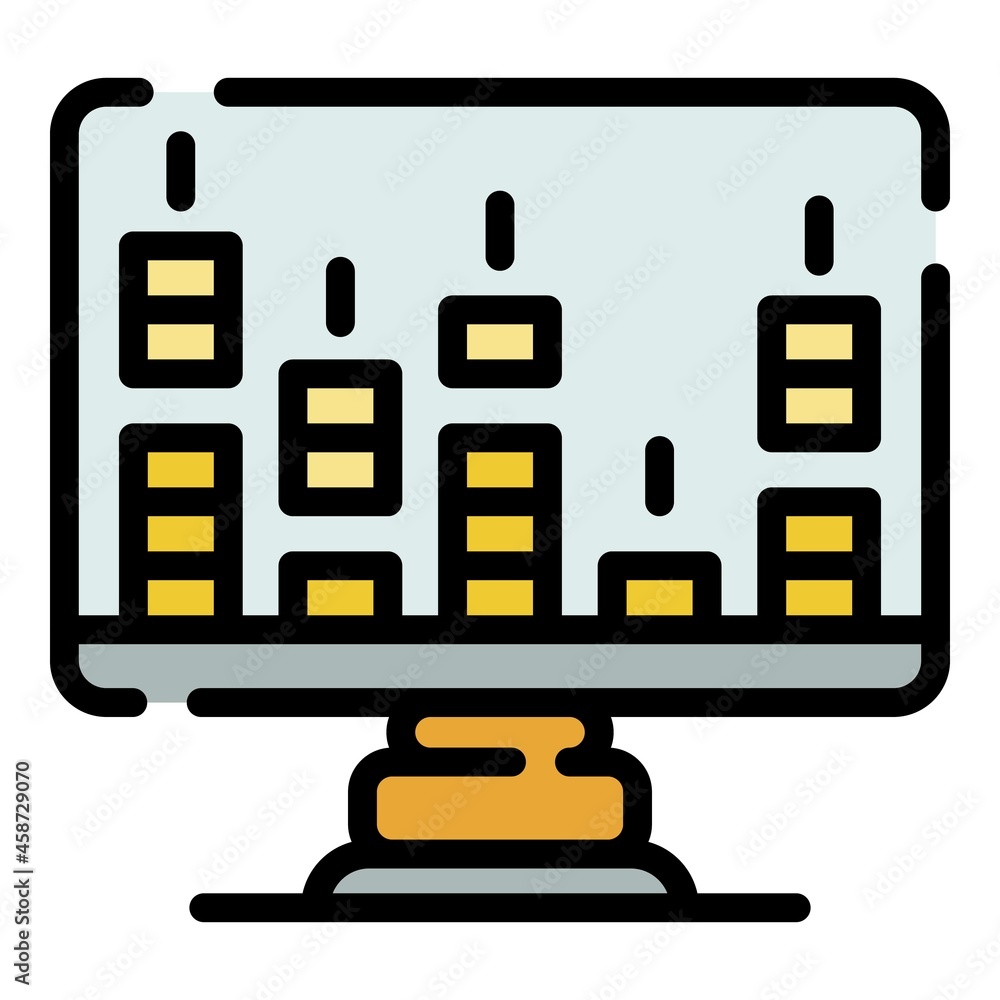 Poster audio frequency monitor icon. outline audio frequency monitor vector icon color flat isolated