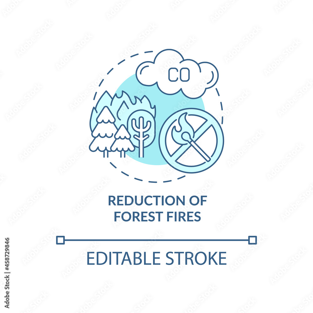 Poster forest fires reduction concept icon. common initiative abstract idea thin line illustration. forest 
