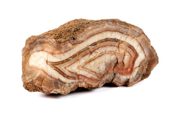 Macro mineral stone Agate Brown on white background