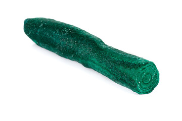 Macro mineral stone Malachite against white background
