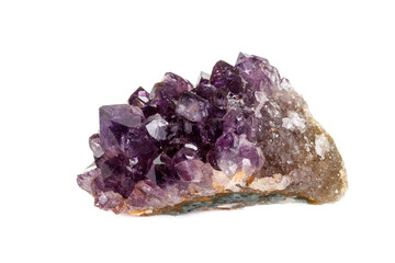 Amethyst Crystal Druse  macro mineral on white background