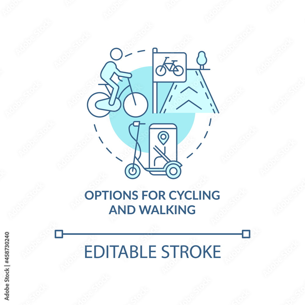 Aufkleber options for cycling and walking concept icon. city solution abstract idea thin line illustration. ac