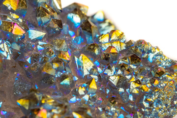Fototapeta premium Macro mineral stone Titanium Quartz, Flame Aura Quartz on a white background