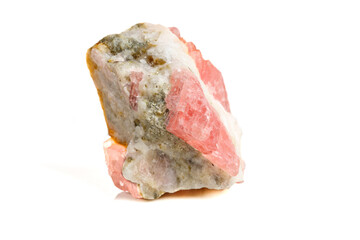 Macro of the mineral stone Rhodochrosite on a white background