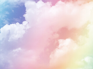 Fototapeta na wymiar cloud and sky with a pastel rainbow-colored background