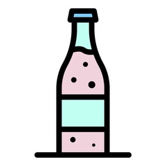 Glass bottle of lemonade icon. Outline glass bottle of lemonade vector icon color flat isolated