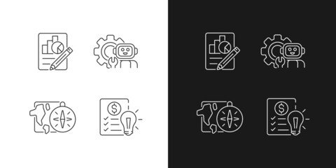 Diversity of school subjects linear icons set for dark and light mode. Financial literacy education. Customizable thin line symbols. Isolated vector outline illustrations. Editable stroke