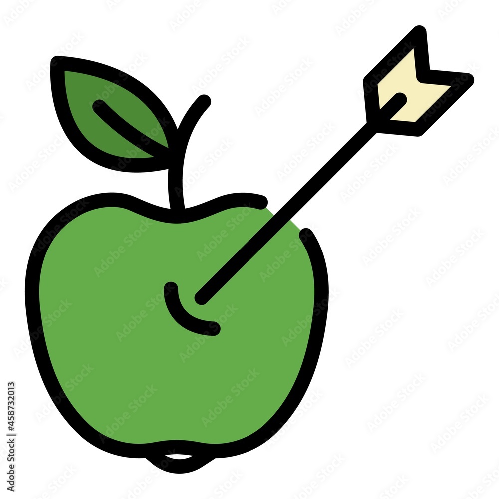 Aufkleber arrow in the apple icon. outline arrow in the apple vector icon color flat isolated