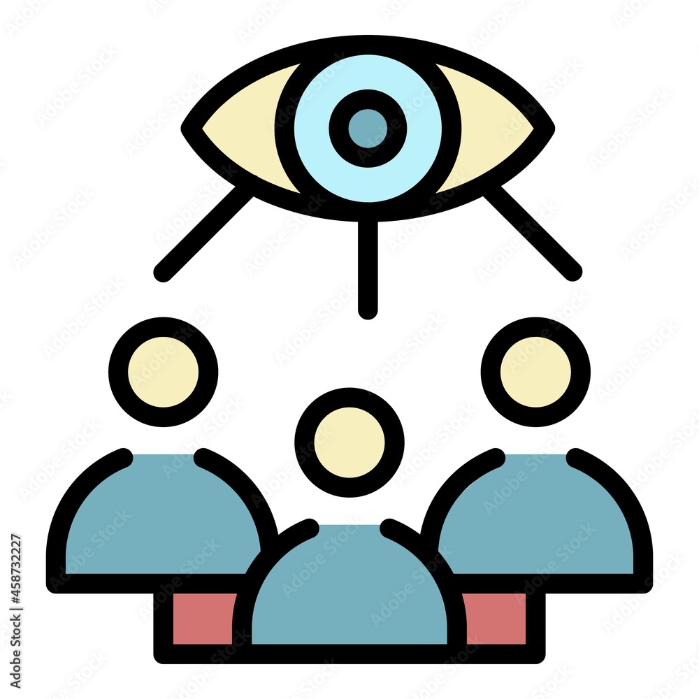 Poster monitoring target audience icon. outline monitoring target audience vector icon color flat isolated