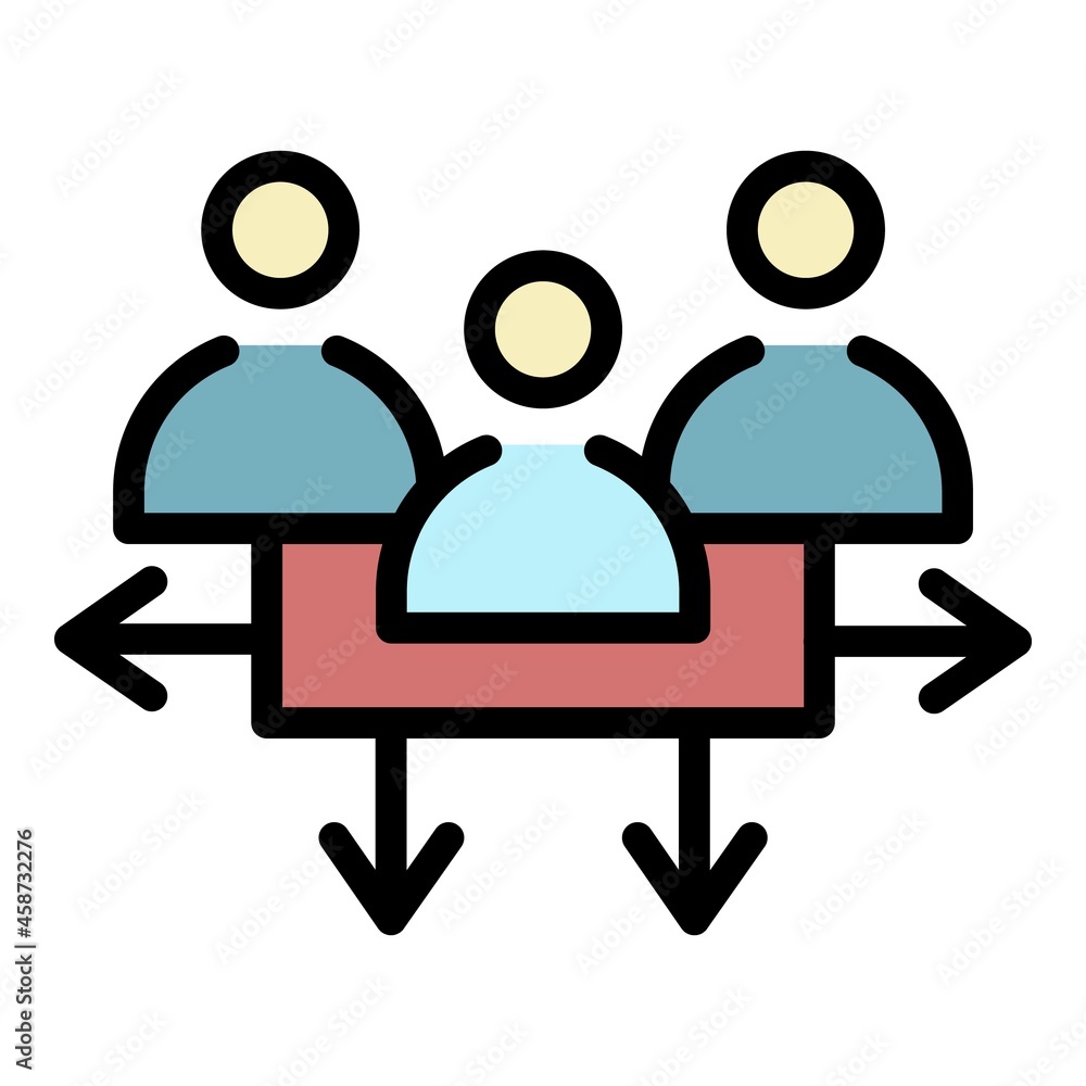 Poster communication target audience icon. outline communication target audience vector icon color flat iso