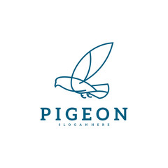 Pigeon logo line vector illustration. Dove logo creative design template. Bird logo premium
