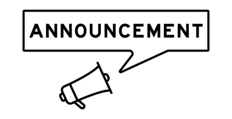 Megaphone icon with speech bubble in word announcement on white background