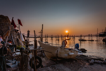 Small marina at sunset