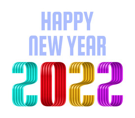 2022 happy new year ribbon font greeting card. New year and christmas Design for calendar, greeting cards or print. Minimalist design trendy backgrounds.