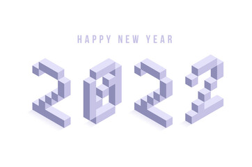 2022 New year isometric vector illustration art. Minimal 2022 vector Holiday decoration elements for design, postcard, greeting cards and invitations or flyer