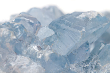 Macro mineral stone Celestine in the breed a white background