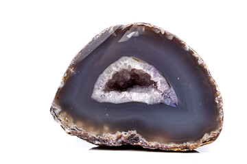 Macro mineral stone Agate breed a white background