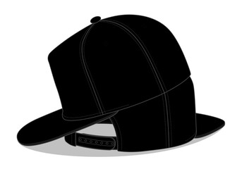 Blank Black Hip Hop Cap Template Vector On White Background.