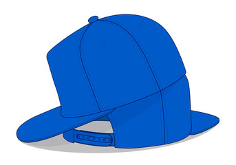 Blank Blue Hip Hop Cap Template Vector On White Background.