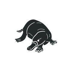Platypus Icon Silhouette Illustration. Australian Animals Vector Graphic Pictogram Symbol Clip Art. Doodle Sketch Black Sign.