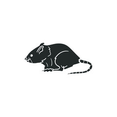 Rat Icon Silhouette Illustration. Animal Rodent Vector Graphic Pictogram Symbol Clip Art. Doodle Sketch Black Sign.
