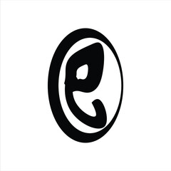 
simple logo letter e and black elephant head