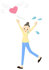 逃げていくハートを追いかける女性