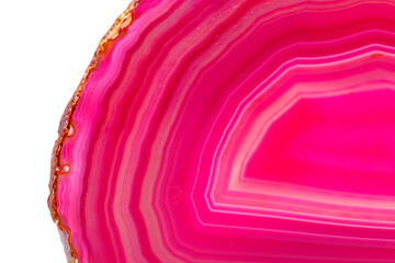 Macro mineral stone Pink Agate breed a white background