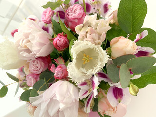 Roses and tulips beautiful bouquet