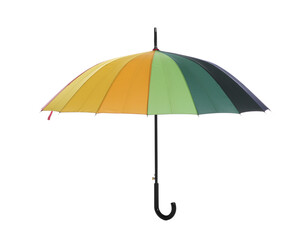 One open colorful umbrella isolated on white