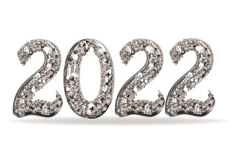  Shiny Vector luxury text 2022 from jewels. Diamond Festive Numbers Design. Happy New Year Banner with 2022 Numbers.