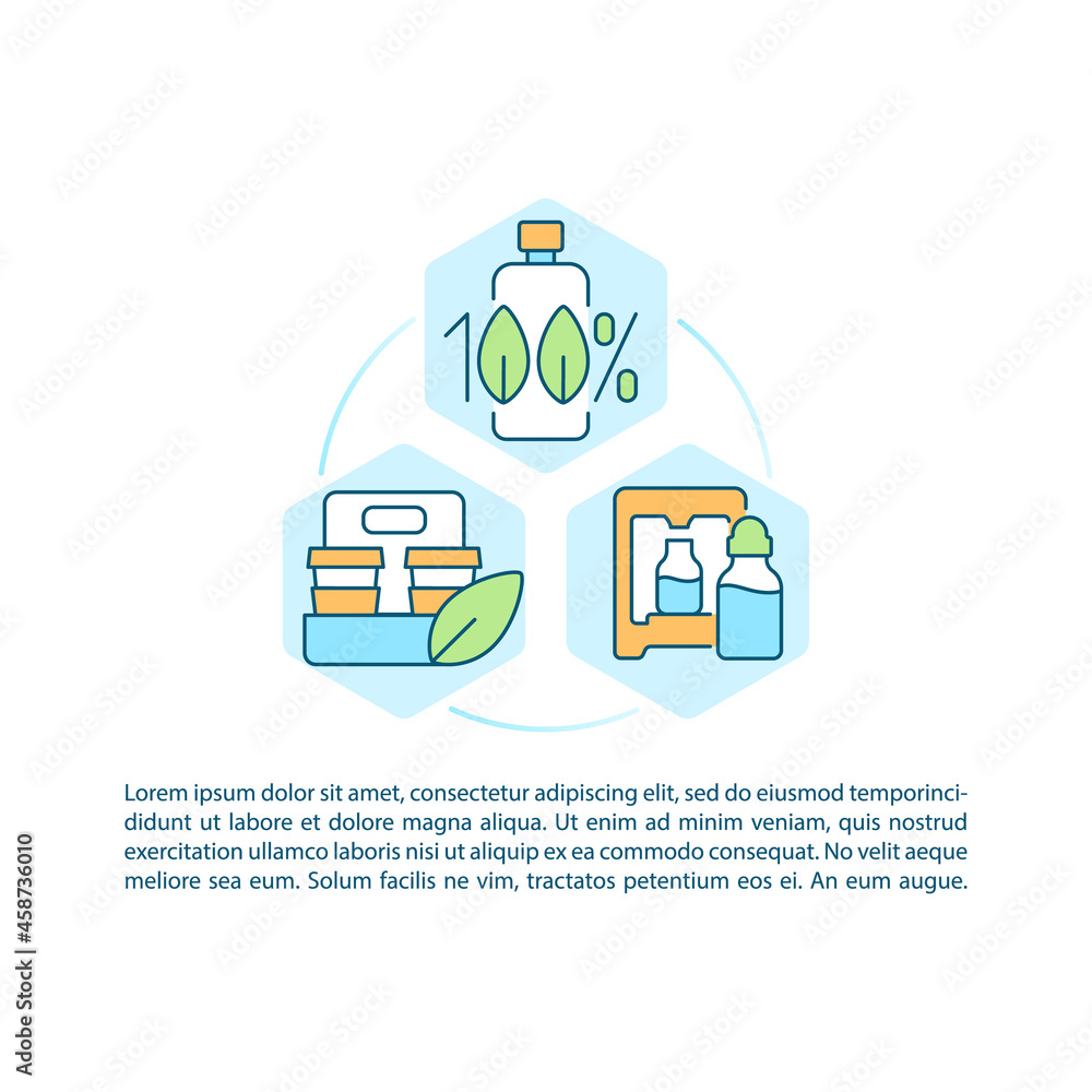 Poster food in organic package concept line icons with text. ppt page vector template with copy space. broc