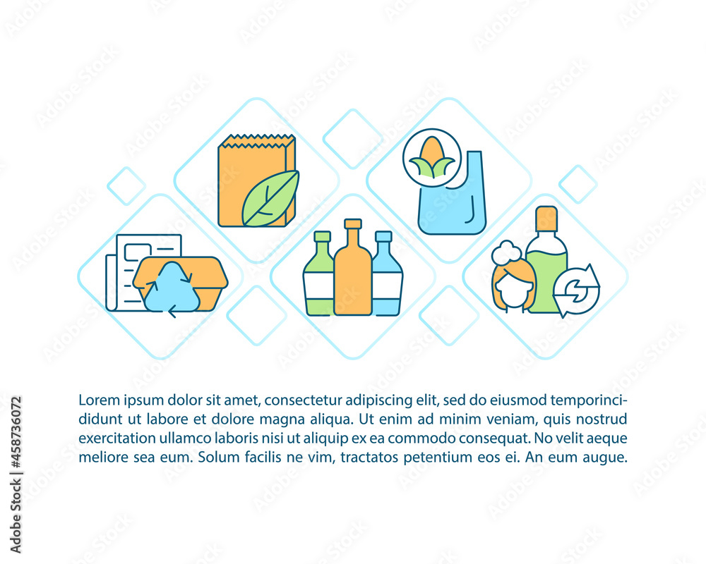 Poster organic products concept line icons with text. ppt page vector template with copy space. brochure, m