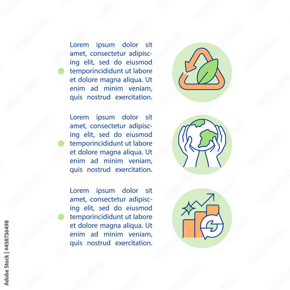 Poster environment protection concept line icons with text. ppt page vector template with copy space. broch