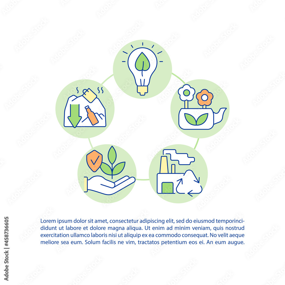 Poster environment protection concept line icons with text. ppt page vector template with copy space. broch