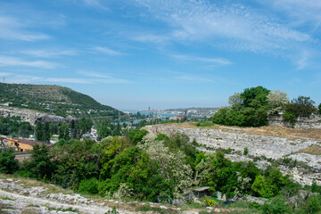 Fototapeta na wymiar Old ruined fortress on the mountain. Crimea