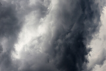 Nature sky background with danger black clouds