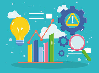 bars chart with light bulb