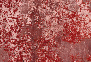 Old concrete slab texture with red moss