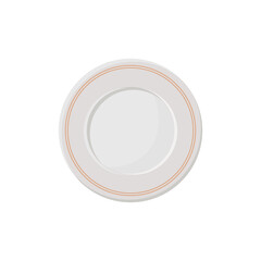 Empty vintage white plate. View from above. Vector illustration isolated white background